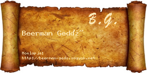 Beerman Gedő névjegykártya